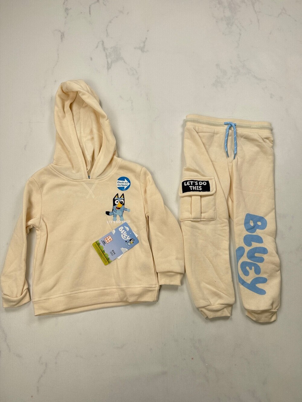 Bluey Bluey Joggers Hoddie Set Cream 2010s Streetwear - Boys 3T
